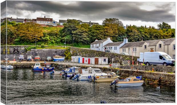 Serenity at Dunure Harbour Canvas Print by Rodney Hutchinson