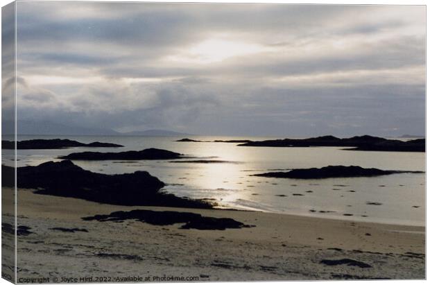 Sunset silver tones West Coast of Scotland Canvas Print by Joyce Hird