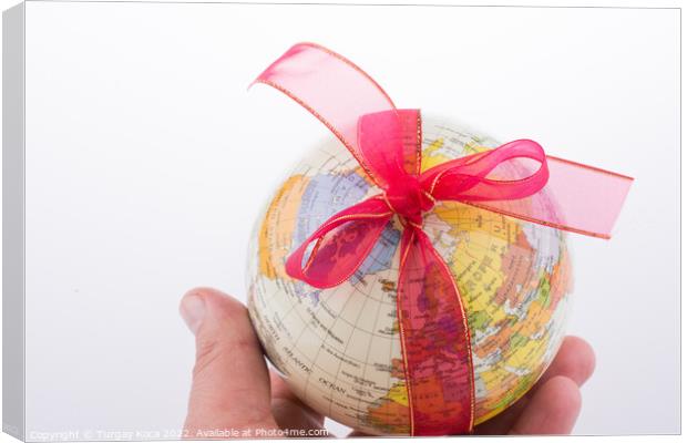 Globe tied with ribbon Canvas Print by Turgay Koca