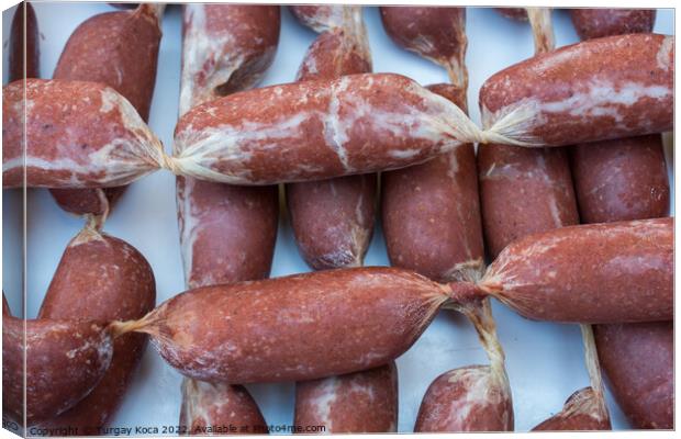 Traditional Turkish dried sausages in view Canvas Print by Turgay Koca