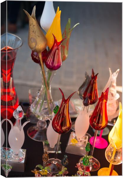Tulip shaped handcrafts in the bazaar Canvas Print by Turgay Koca