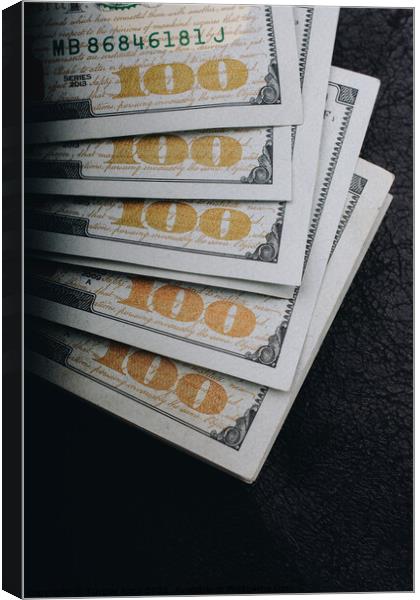 American Dollars Cash Money. Banknote in close up view Canvas Print by Turgay Koca