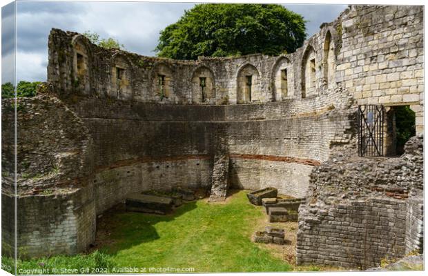 Multangular Tower Roman Fortress remains in York.  Canvas Print by Steve Gill