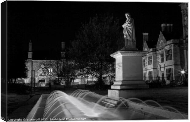 William Etty Statue Looking Ghostly at Night in York. Canvas Print by Steve Gill