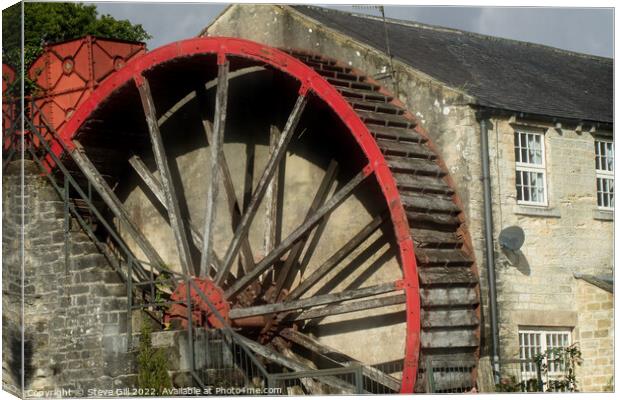Foster Beck Water Mill  With it's Original Wooden Water Wheel. Canvas Print by Steve Gill