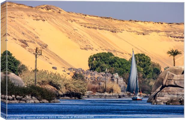 Felucca on the Nile in Egypt Canvas Print by Vassos Kyriacou