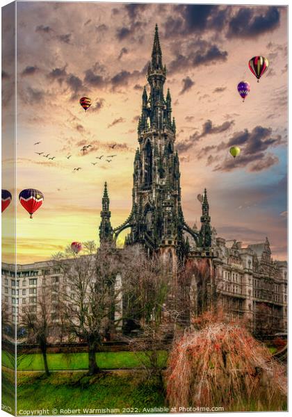 Majestic Hot Air Balloons Over Edinburgh Canvas Print by RJW Images