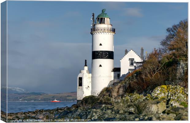 Majestic Cloch Lighthouse on River Clyde Canvas Print by RJW Images