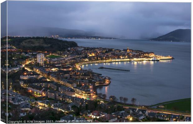Gourock to Argyll in the evening Canvas Print by RJW Images