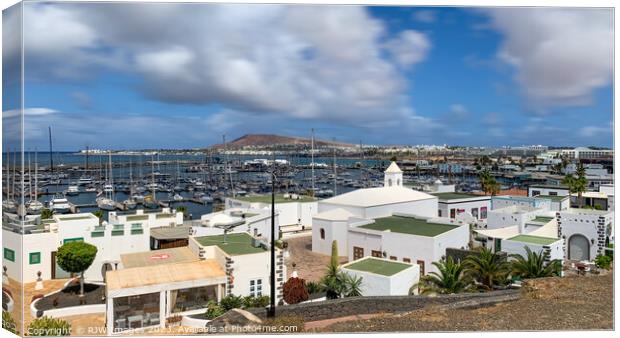 Lanzarote and Playa Blanca Marina from Above Canvas Print by RJW Images