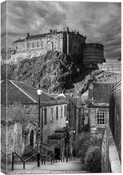 Edinburgh and Castle black and white Canvas Print by RJW Images