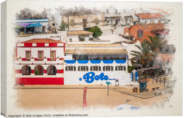 Algarve's Carvoeiro Beach: Watercolour Dream Canvas Print by RJW Images