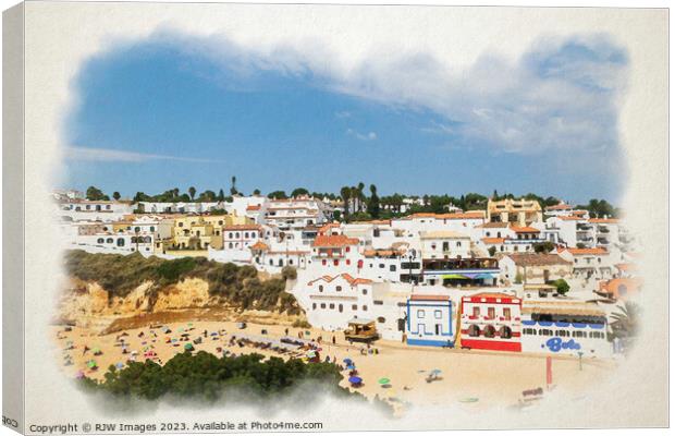 Basking Carvoeiro Beach Algarve Canvas Print by RJW Images
