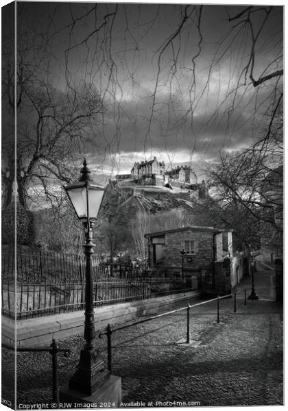 Edinburgh Castle from St Cuthberts Canvas Print by RJW Images