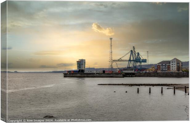 Sunrise on Greenock Clyde Pilot Canvas Print by RJW Images