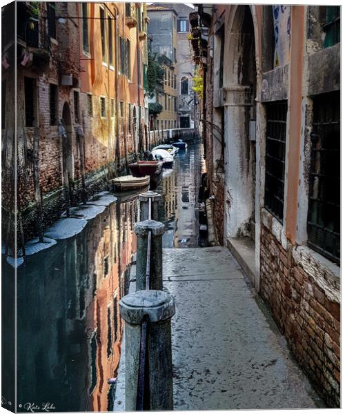 Rustic Venetian Canal Canvas Print by Kate Lake
