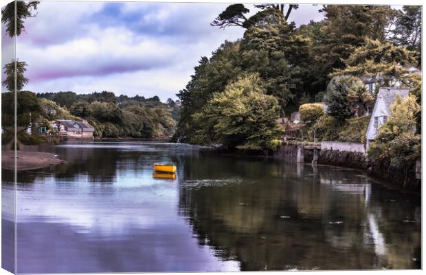 Yellow Boat @ Helford Canvas Print by Kate Lake
