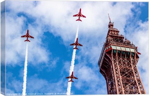 Red Arrows in Blackpool Canvas Print by David Aspinall