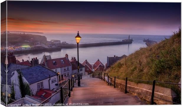 The 199 steps of Whitby Canvas Print by Guy Brennan