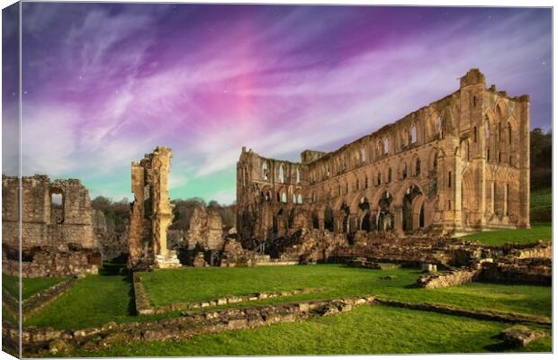 Rievaulx Abbey Northern Lights Canvas Print by Tim Gamble