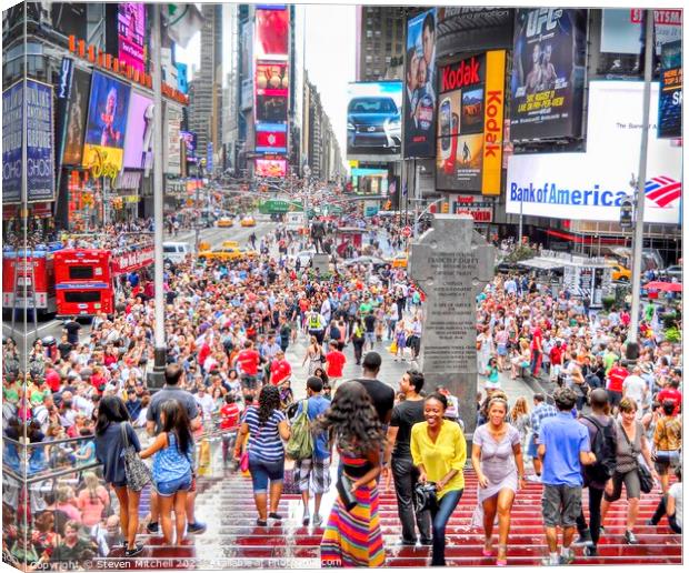 Times Square Crowds Canvas Print by Steven Mitchell