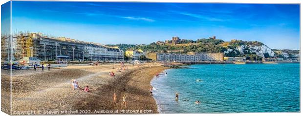 Dover Castle and Beach Canvas Print by Steven Mitchell