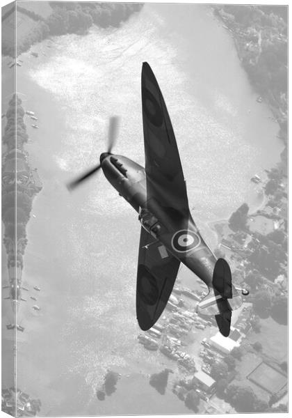 Spitfire over the Fal Estuary Canvas Print by Simon Westwood