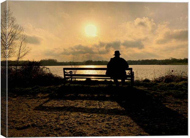 Relaxing watching the sunset at Pennington Flash Canvas Print by Leonard Hall