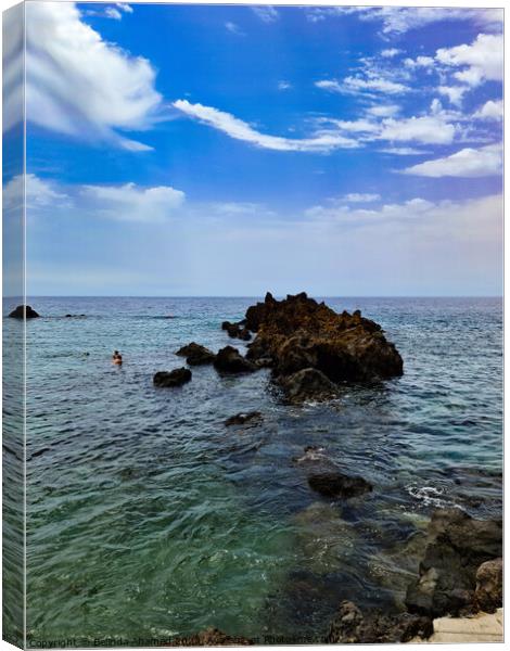 Coastline of Puerto del Carmen, Lanzarote Canvas Print by Belinda Ahamed