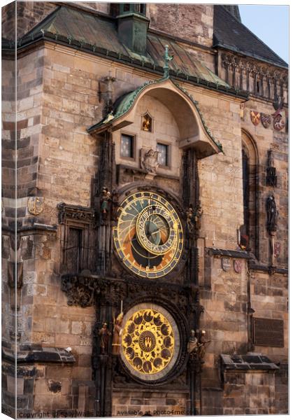 Prague Old Town Clock Canvas Print by Sally Wallis