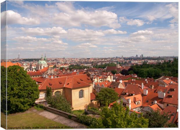 Across Prague from Castle Canvas Print by Sally Wallis