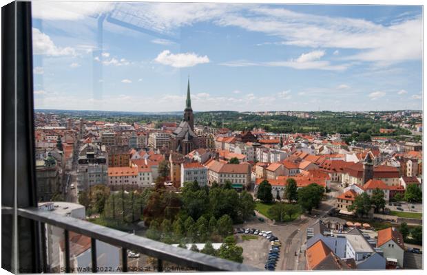 View through window of Pilsen, Czech Republic Canvas Print by Sally Wallis