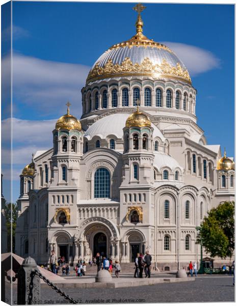 Naval Cathedral of St Nicholas, Kronstadt, Kotlin Island Canvas Print by Sally Wallis