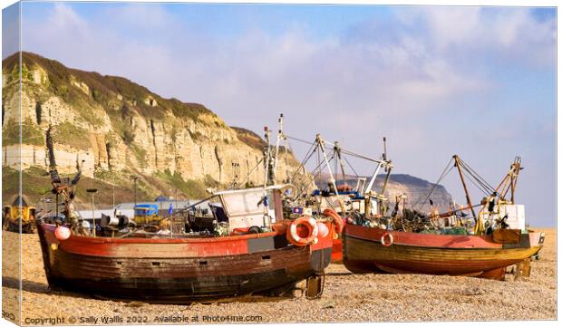 two clinker built fishing boats Canvas Print by Sally Wallis
