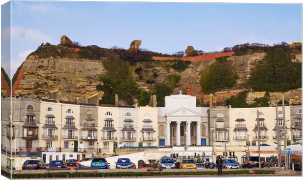 Crescent  under Hastings Cliff Canvas Print by Sally Wallis