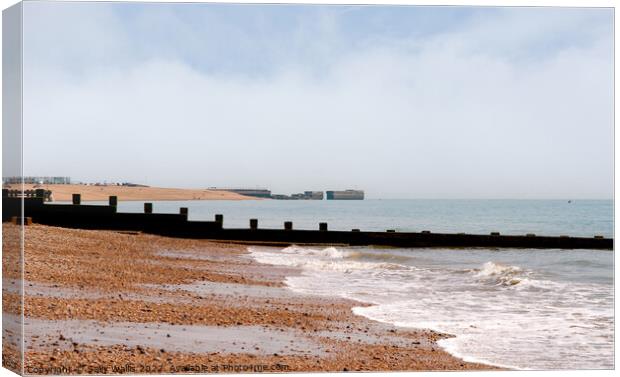 Hastings Beach at low tide Canvas Print by Sally Wallis