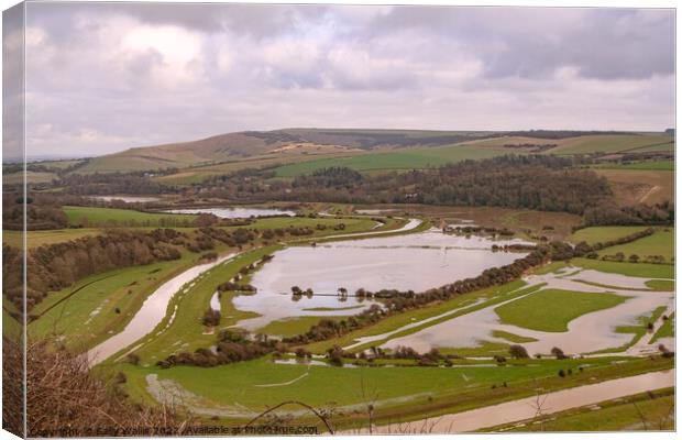 Flooded Cuckmere valley Canvas Print by Sally Wallis