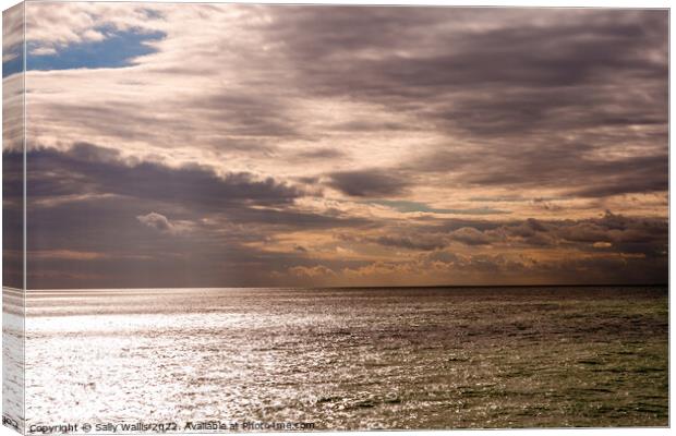 Calm water, threatening sky Canvas Print by Sally Wallis