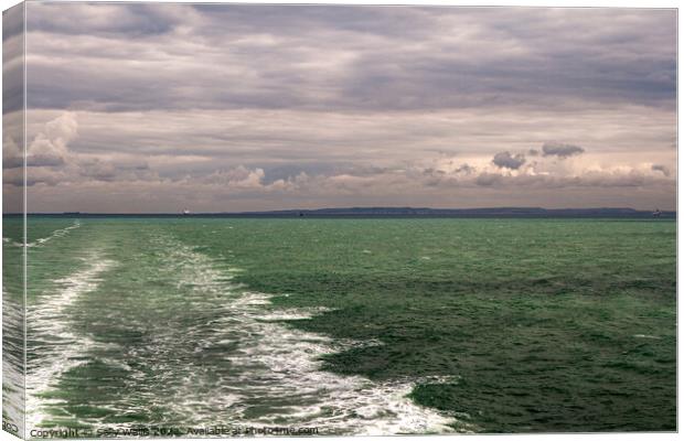 Straight wake of cross channel ferry Canvas Print by Sally Wallis