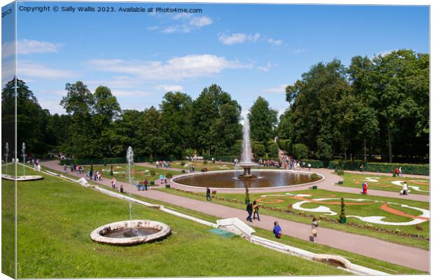 Peterhof Lower Gardens Canvas Print by Sally Wallis