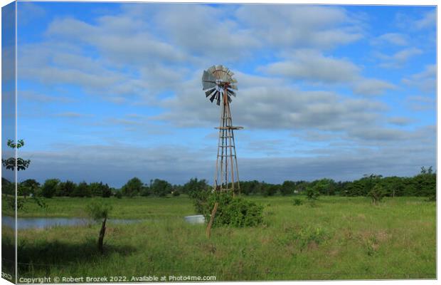 Windmill with grass and sky Canvas Print by Robert Brozek