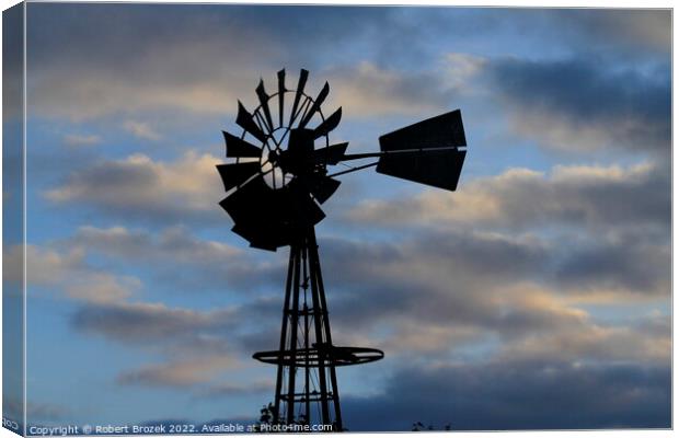 Windmill silhouette with a Sunset Canvas Print by Robert Brozek