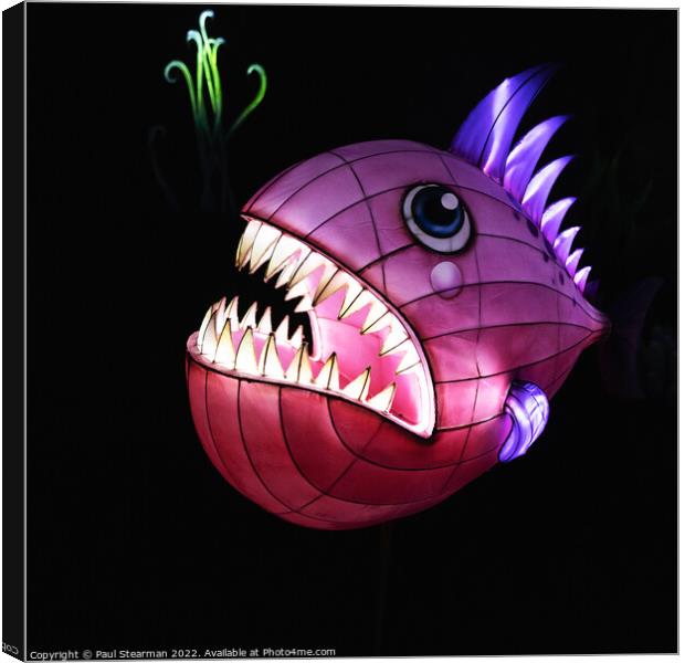 Colourful Abstract Piranha Fish With Teeth Canvas Print by Paul Stearman