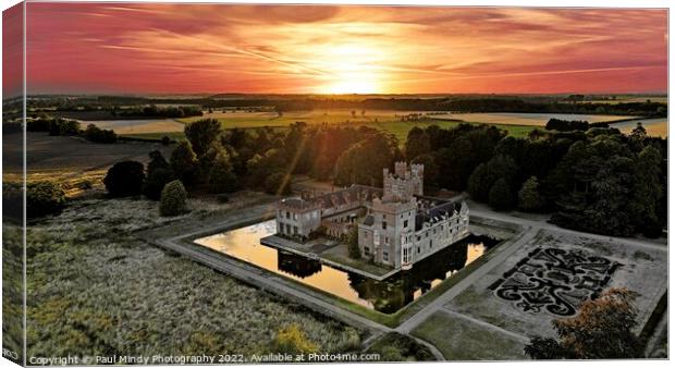 Oxburgh Hall Norfolk late Summer Sunset Aerial Pho Canvas Print by Paul Mindy Photography