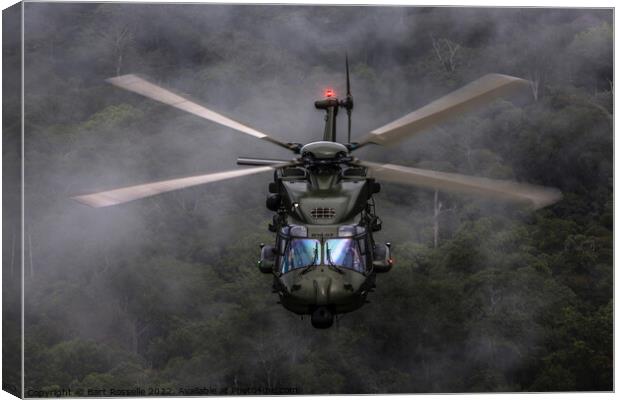 Helicopter low level above the jungle  Canvas Print by Bart Rosselle