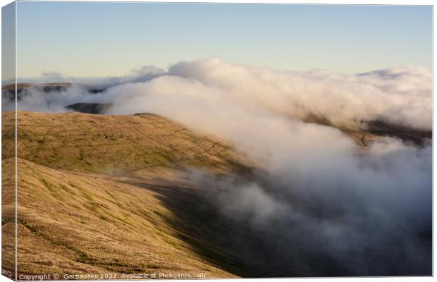 Cloudy view from Pen y Fan, Brecon Beacons Canvas Print by  Garbauske