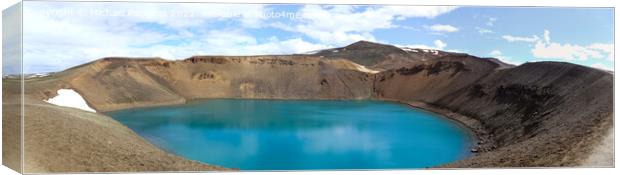 The crystal clear deep blue lake Krafla on Iceland. Canvas Print by Michael Piepgras