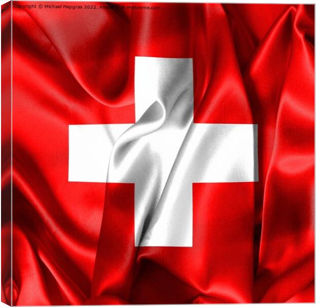 Swiss flag - realistic waving fabric flag Canvas Print by Michael Piepgras