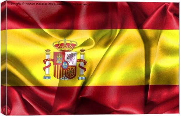 Spain flag - realistic waving fabric flag Canvas Print by Michael Piepgras