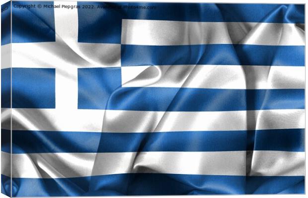 Greece flag - realistic waving fabric flag Canvas Print by Michael Piepgras
